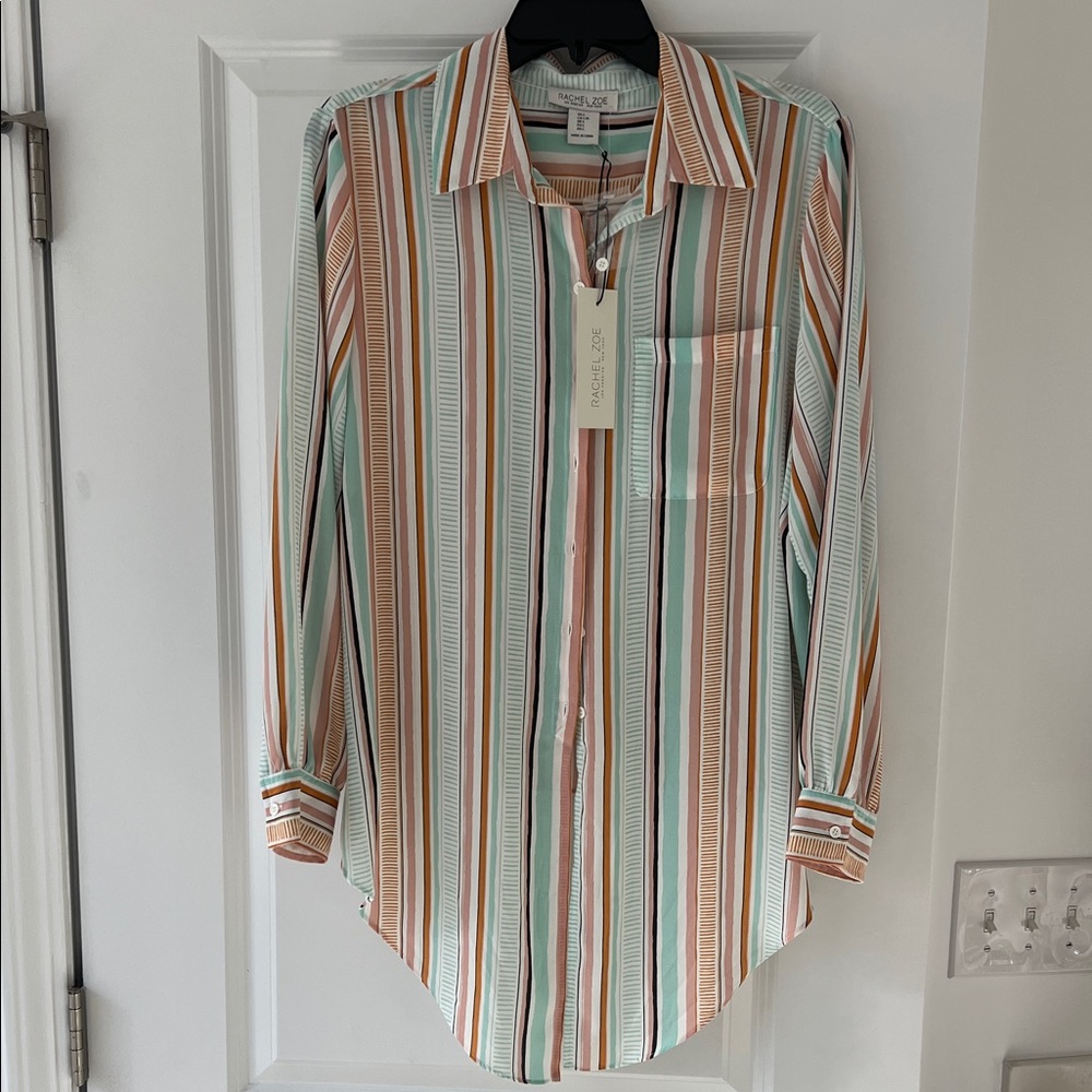 Rachel Zoe Multicolor Striped Button Down Shirt